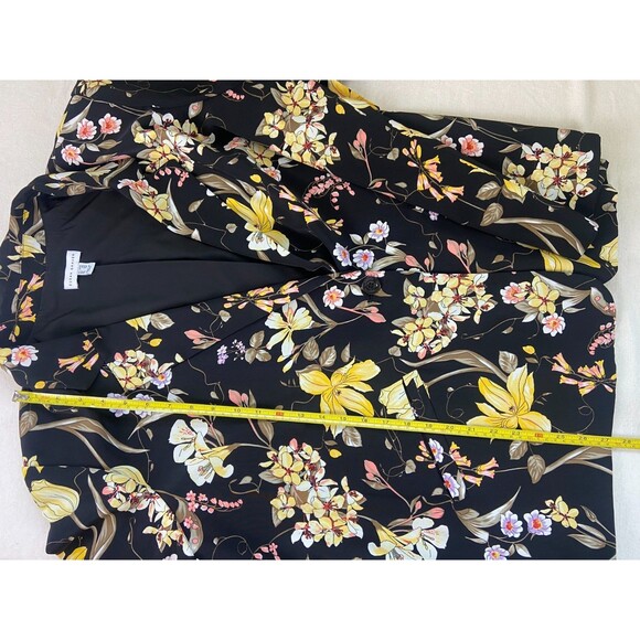 EUC Susan Graver 24W Black Floral Blazer Jacket Size One Button Church Workwear - Picture 12 of 13